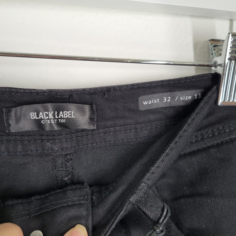 BLACK LABEL Cest Toi Womens Black High Waist Ankle Skinny Jeans Size 13 - Picture 7 of 8